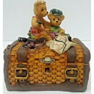 teddy bear coin bank lock box w key safe safari
